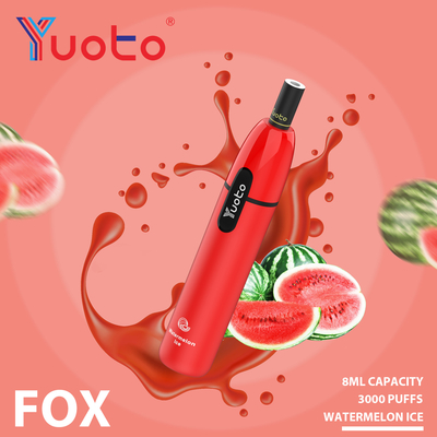 Yuoto Vape fox 3000 puf Çıkış Gerilimi Alüminyum Alaşım + PCTG Malzeme E-Sigara