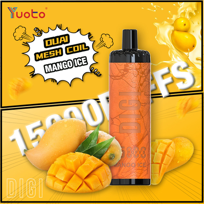 YUOTO Üretici DIGI 15000 Puffs Daul Mesh Coil Vape Düzenlenebilir Hava Akışı MTL ve DTL