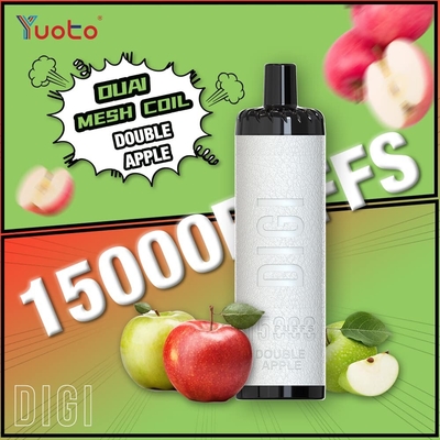 YUOTO Tek kullanımlık Vape Plastik AL DualMesh Bobin 15000 puffs 850mAh Düzenlenebilir Hava Akışı 23 Aroması