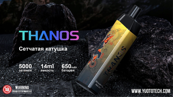 Yuoto Thanos 5000 Puffs 14ml Ön Doldurma E-Likit Tek Kullanımlık Buharlaştırıcı 650 mAh Pil Kapasitesi