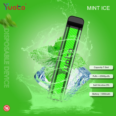 Yuoto 2500 Puffs 23 tat 7 ML Kapasite 1200 mAh pil kapasitesi Mint Ice