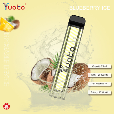 Yuoto 2500 Puffs 23 tat 7 ML Kapasite 1200 mAh pil kapasitesi Mint Ice