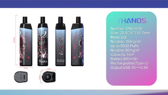 2022 Yeni Varış Tek Kullanımlık Vape Elektronik Cigarette14ml E-Sıvı 650 mAh Pil Puff Distribütörleri için Üzüm Buz