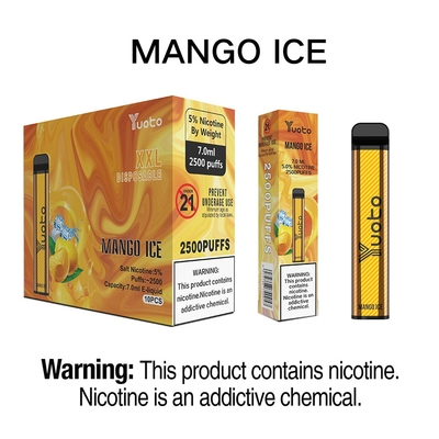 Yuoto Elektronik Sigara Tek Kullanımlık Vape Pen 2500 Puffs XXL Mango Ice 1200mAh 5% Nikotin