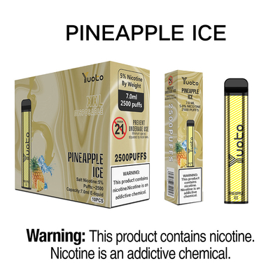 Yuoto Tek Kullanımlık Vape Kalem Cihazı 2500 Puffs en iyi tek kullanımlık ecig 2022 ananas Buz 7ml