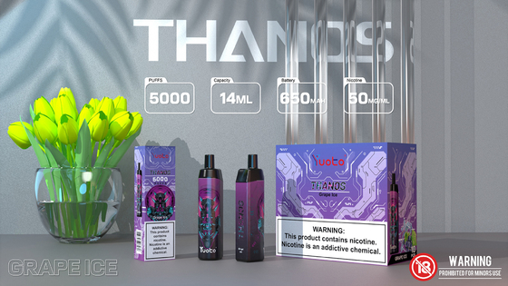 Yuoto Thanos 5000 Puffs Tek Kullanımlık Vape Üzüm Buz Tadı otomatik kapsül