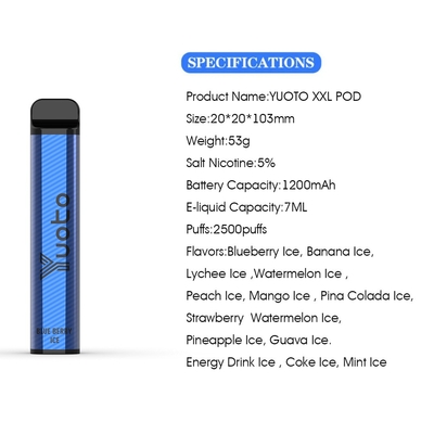 Yuoto En Çok Satan Tek Kullanımlık E Sigara XXL 2500 Puffs Shisha Pen Mouse Chef 50mg Nikotin