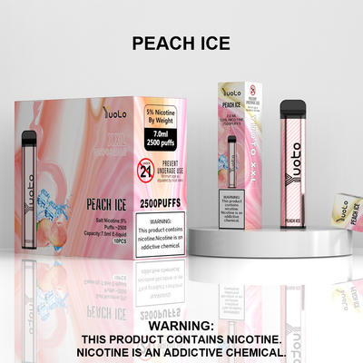 Çin Fabrikadan 2500 Puffs Tek Vape Pod Şeftali Lezzet Yuoto XXL Bobin 7ml Ejuice 1200mAh Pil