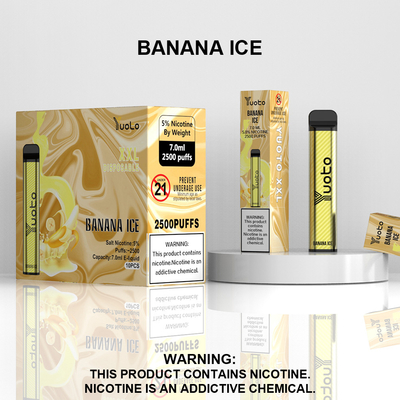 Tek Kullanımlık Vape Pod 2500 Puffs Muz Aromalı Yuoto XXL 7.0ml Ejuice 1200mAh Pil Dökme Çin Fabrikası