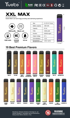 elma aroması Yuoto xxl Max 3500 Puffs Tek Kullanımlık Vape e sigara Örgü Bobinleri Deri Yüzey 9 ml