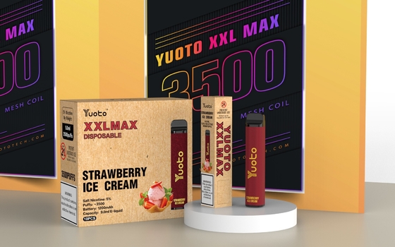 mango buz aroması Yuoto xxl Max 3500 Puflar tek kullanımlık buharlaştırıcı Örgü Bobinler Deri Yüzey 9ml