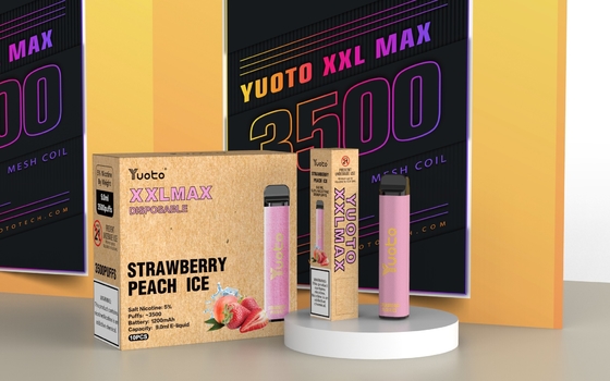 Çilek Şeftali buz aroması Yuoto XXL Max 3500 Puffs örgü bobinli Elektrikli Vape Kalem