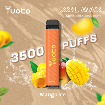 3500 Puffs XXL MAX YENİ Yuoto Tek Kullanımlık Vape Mango Ice Mesh Bobin% 5% 2 Nikotin