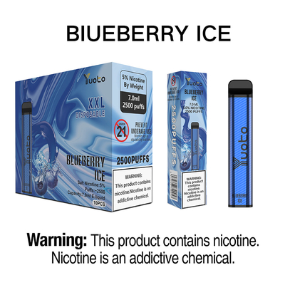Yuoto XXL Tek Kullanımlık Vape Pod 2500 Puffs Blueberry Ice 7.0ml EJuice 5% Nic