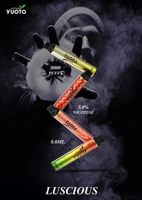 Çin ABD Birleşik Krallık Suudi Popüler Vape Yuoto Luscious 3000 Puffs 8ml Tek Kullanımlık Vape 5% Nikotin Tuzu