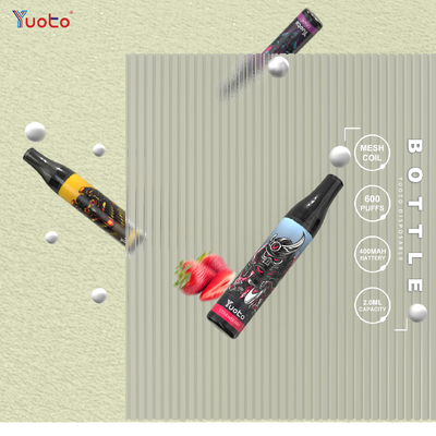 600 Puffs Vape Şişesi 2% Nic 2ml 400mAh Mesh Coil Vape Tek Kullanımlık Meyve Aromalı Elektronik Sigara
