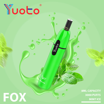 Yuoto Vape fox 3000 puf Çıkış Gerilimi Alüminyum Alaşım + PCTG Malzeme E-Sigara