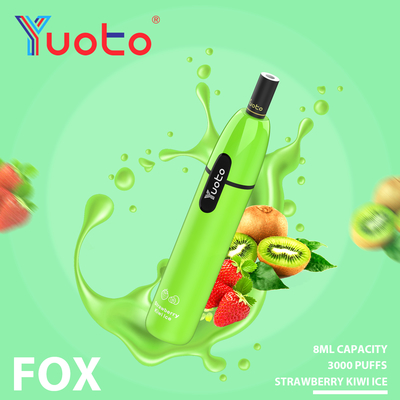 Benzersiz Yuoto Fox 3000 Puffs Tek kullanımlık Vaping E Sigarası İyi Tat