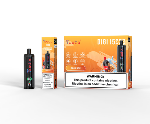 Yeniden şarj edilebilir Yuoto DIGI 15000 Puffs Double Mesh Coil Vape 22 Aroması Pil yakıt seviyesi Ul