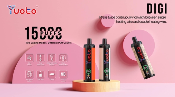 Tek kullanımlık Vape Plastik AL 850mAh 15000 puffs Düzenlenebilir Hava Akışı 23 Tatlar DualMesh Bobin