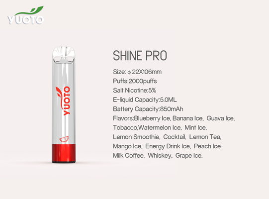 Renkli LED Gösterge 2000 Puffs Tek Kullanımlık Vape 50g Hafif