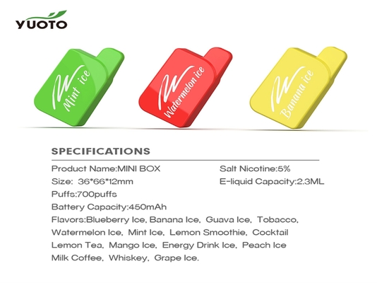 15 Tat 700 Puffs Vape 2.3ML E Suyu Kapasitesi EMC ROHS Sertifikası
