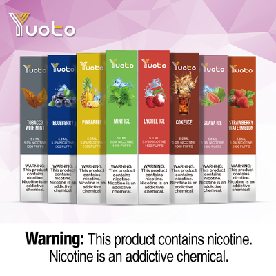 Yuoto marka -1500puffs özel tek kullanımlık vapes 23 lezzet 900mAh 5.0ml elektronik buharlaştırıcı puf bar vape tek kullanımlık