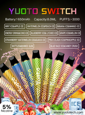 Yuoto Switch 3000 Puffs Tek Kullanımlık Vape kolay taşıma hafif 57g