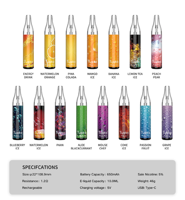 Çin'de orijinal fabrika Yuoto kabarcık 4000puffs 10ml 650mah şarj edilebilir yuoto tek kullanımlık vape bölmeleri örgü bobinleri