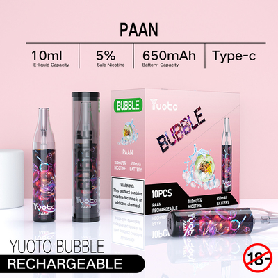 Yuoto kabarcık 4000puffs 650 mah 10ml örgü bobin tek kullanımlık şarj edilebilir vape ayrılmayan pina colada ecig buharı