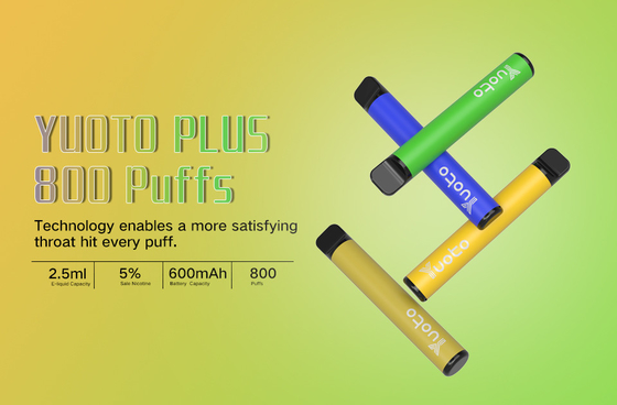Yuoto 800 Puffs Vape, 11 Lezzet Origal Alanı ile 2.5 ML Suyu Kapasitesi