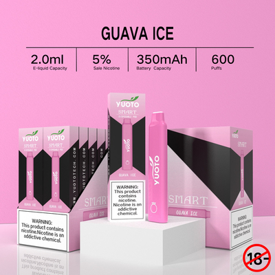 Sigara İçmek İçin Vaper Yuoto Akıllı Tek Kullanımlık Pod Sistemi Guava Ice 600 Ponponları 12 Renk