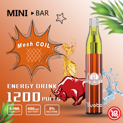 Yuoto MiniBar 1200 Puff Tek Kullanımlık Vape 15flavor E-Likit 4.0ml Pil 650mAh