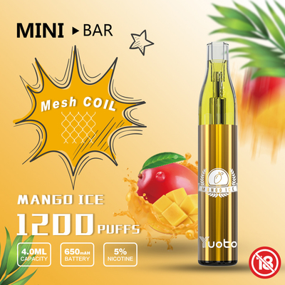 Yuoto MiniBar 1200 Puff Tek Kullanımlık Vape 15flavor E-Likit 4.0ml Pil 650mAh