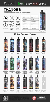 YUOTO Tek Kullanımlık Vape DualMesh Coil ile 23 Çeşit Lezzet 10-12W Güç